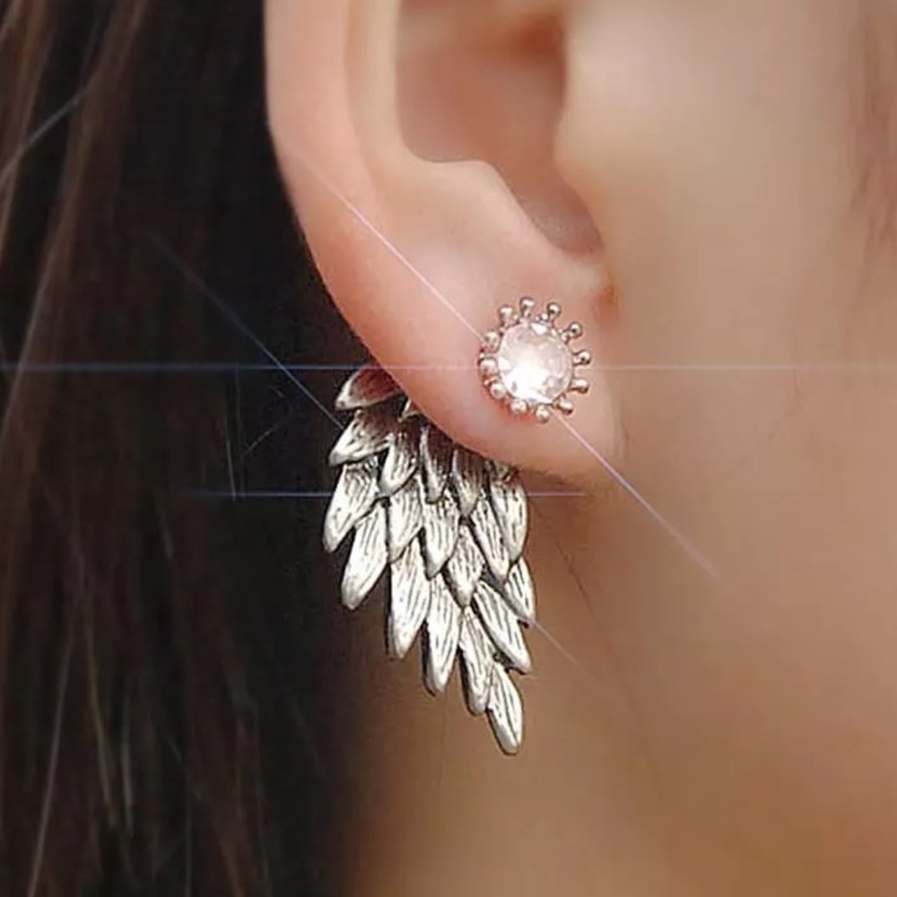 5⭐️Top Seller! Silver Front back statement earring - Picture 2 of 10